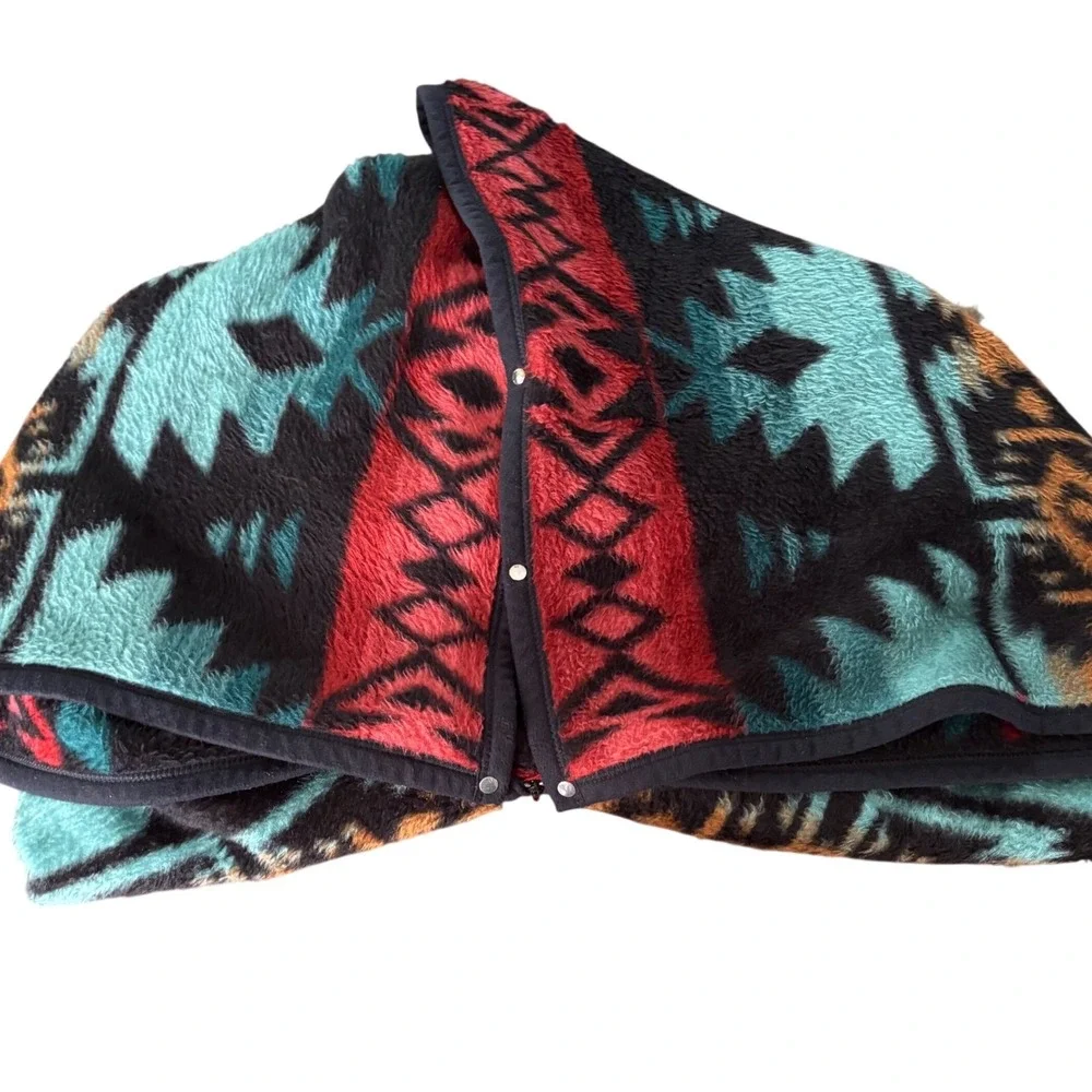 Biederlack Vintage Southwestern Wearable Zipper Snap Blanket Poncho | USA Made